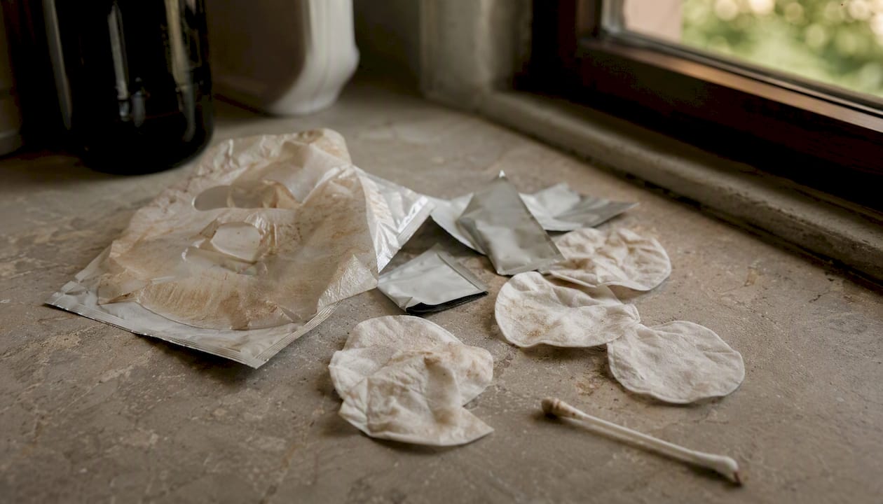 Collection of common single-use beauty waste items