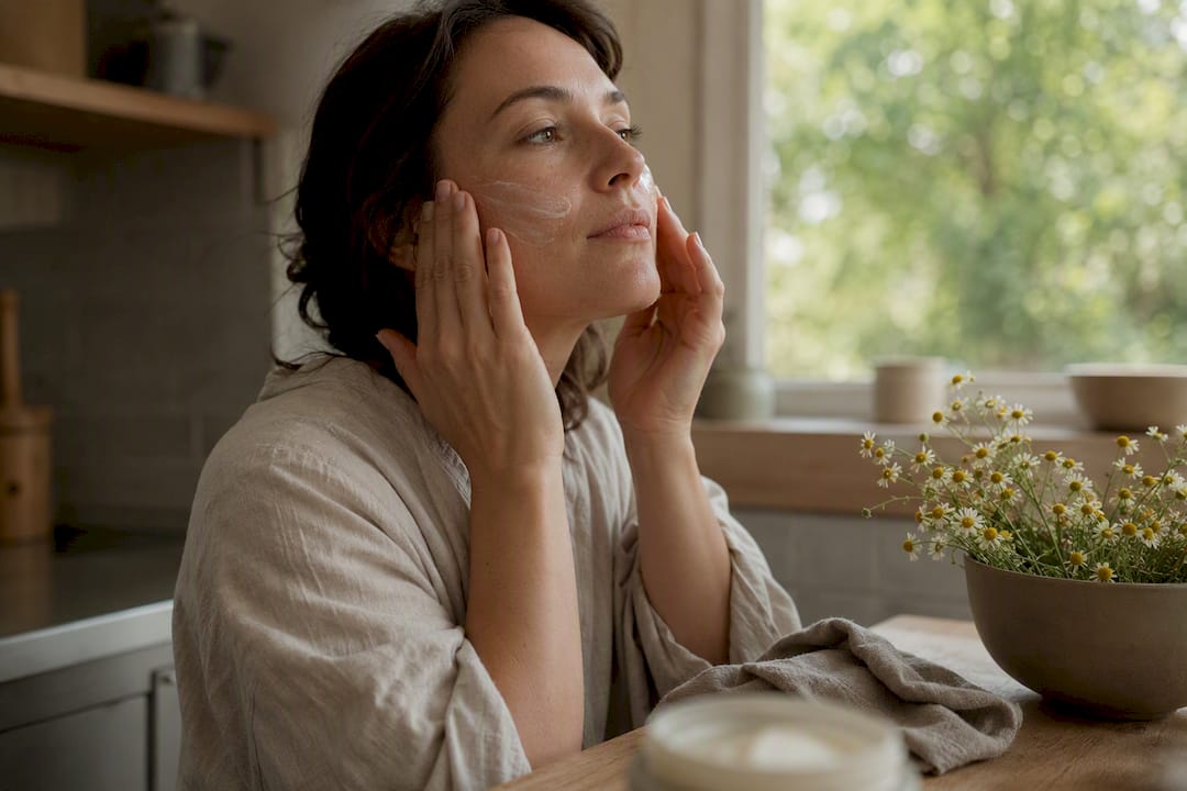 Breastfeeding mom applying gentle cream
