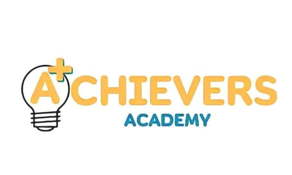 Logo of A+ Achievers Academy with a light bulb icon on a white background