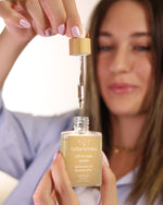 Lift and Calm serum application face anti-aging natural skincare sensitive skin LaTerraTales